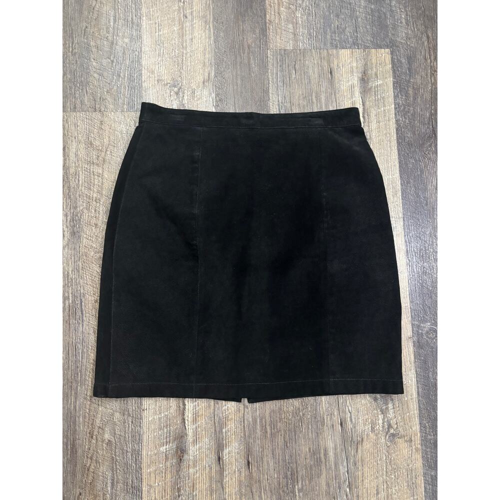 Otello Pelle Black Suede Leather Mini Skirt Womens Size 17/18 Vintage Straight